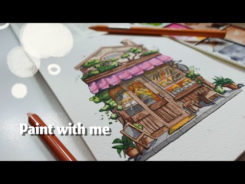 “Watercolor Painting a Cozy Café | real time Tutorial”