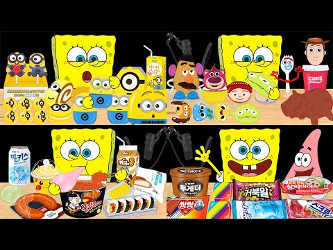 [ASMR] 스폰지밥 애니 먹방 (SpongeBob Collection Animation Mukbang)