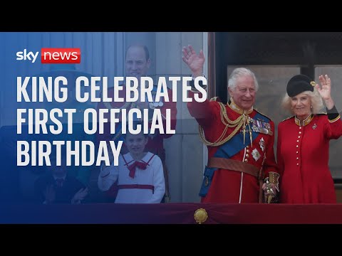 King joined by royals for his first Trooping the Colour as monarch