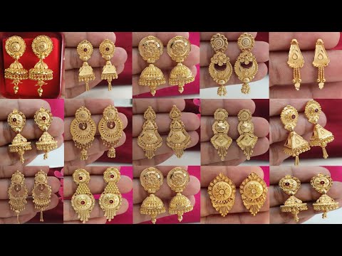 22ct Gold Daily Use Long & Mini Earrings Designs With Weight & Price || latest gold Jhumki earrings