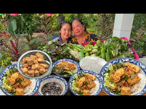 Thèm Bún Nước Tương Như ú Chiên Đậu Hủ Rủ Cô Tư Ăn Cùng, Cô Tư Thu Hoạch Chuối Chín BỊ Chim Ăn