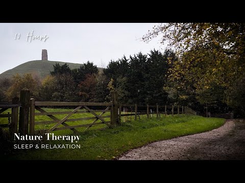 Relaxing Gentle Rain at Glastonbury Tor | Rain Sounds for Sleeping | Natural White Noise