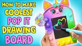 ✨ Sparkly Unicorn Pop-It Drawing Board! 🦄 Magical DIY School Hacks 🎨📚