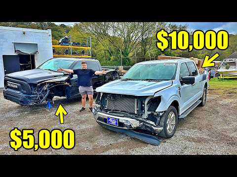 We BOUGHT 2 More WRECKED TRUCKS AT THE SALVAGE AUCTION!! WHICH IS BETTER?