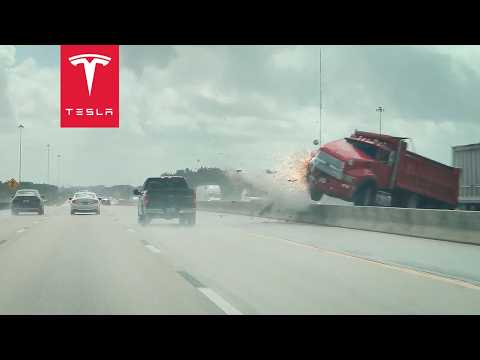 INSANE SEMI CRASH CAUGHT ON TESLA DASHCAM