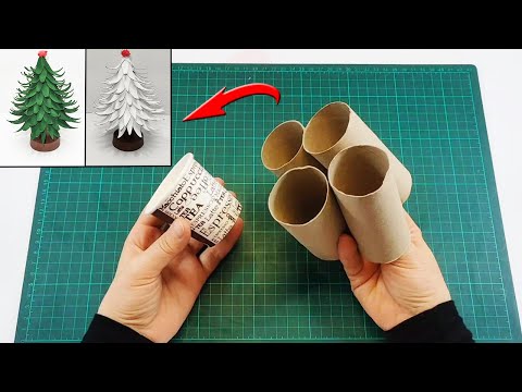 Look What I Made With Toilet Paper Rolls! Recycle - Mini Christmas Tree Idea