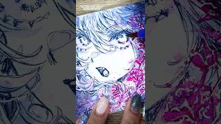 【アナログイラスト】🪷『痛みよ咲け』を描くメイキング🎨🦜#Shorts  #illustration #watercolor