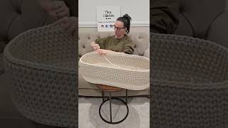 Our most popular moses basket, Vanilla and Beige 😃 pattern. #crochetmosesbasket #crocheters