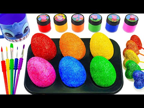 Satisfying Video Rainbow Mixing All Candy in Color EGGS Fruit Rainbow Glitter Lollipop Cutting ASMR