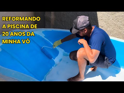 Reformando e pintando uma piscina de fibra de mais de 20 anos #reforma #piscinas #foryou #viral #fy