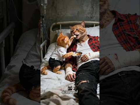 القط مياو أمه سابته هو وأبوه المريض ومشيت😿💔#cat #ai #shorts #funny