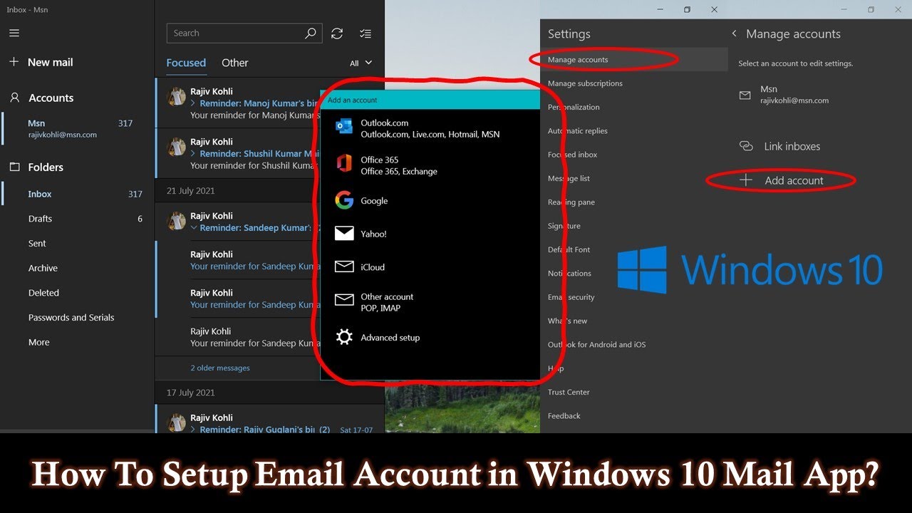 How To Add or Remove Email Accounts in Windows 10 Mail The Teacher