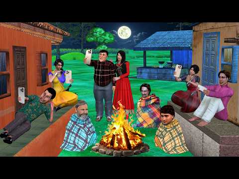 Mobile Addiction Winter Campfire Village Comedy Hindi Kahani Hindi Moral Stories Funny Comedy Video