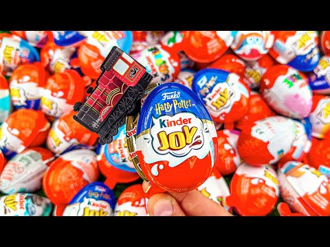 Satisfying Kinder Joy Harry Potter - New Unwrapping 100 Surprise Eggs Toy | Relaxing ASMR