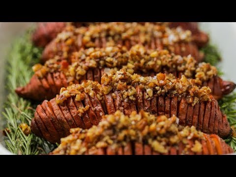 Maple Pecan Hasselback Sweet Potatoes // Presented by LG USA