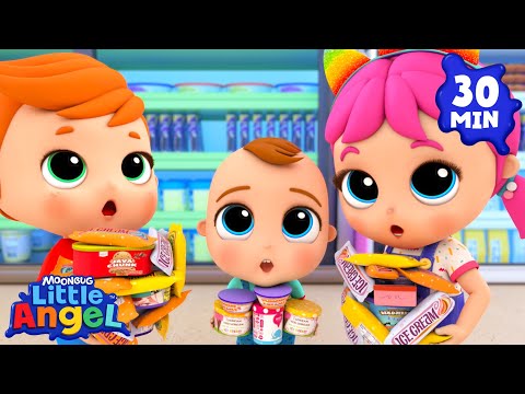 Baby John's Supermarket Surprise 🛍️ Be Healthy! 🥦 | Little Angel | Nursery Rhymes for Babies