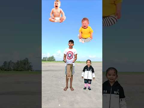 Flying crying babies catching vs goat, hen, burger vs mosquito - Funny vfx cute magic