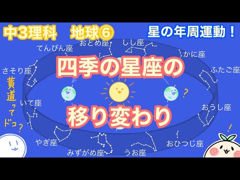 【中3理科e6】季節で星座が移り変わる！星の年周運動！【黄道ってどこ？】