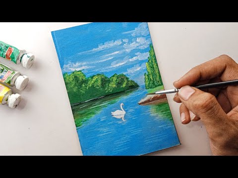 Beautiful Lake Painting/ Acrylic Painting Tutorial for Beginners #painting