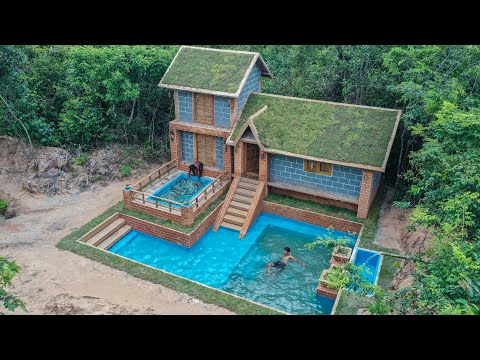 [ Full Video ] Building Jungle Villa and Swimming Pool With Décor Private Living Room