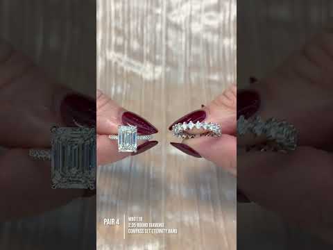 3 Carat Emerald Cut Engagement Ring + Wedding Band Pairings