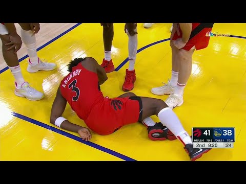 OG Anunoby takes hard fall, exits game with apparent left wrist injury | NBA on ESPN