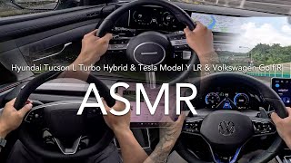 Hyundai Tucson L Turbo Hybrid、Tesla Model Y LR、Volkswagen Golf R【Buycartv ASMR POV Test Drive】