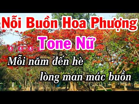 Nỗi Buồn Hoa Phượng Karaoke Tone Nữ ( Rê Thứ ) Nhạc Dễ Hát Nhất Siêu Hay