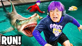 MINI-LANKYBOX SWIMS IN A *SHARK* FILLED POOL...!? (SHARKS AND MINNOWS Full Game)