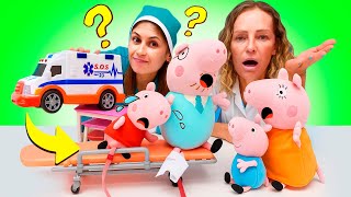 Papa Wutz fällt vom Berg! Doktor Spiel mit Peppa Wutz und Nicole