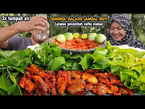 Air sampai tumpah 2x ! Makan jambal roti jengkol balado dan aneka lalapan sambal terasi enak