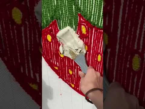 Tufting a strawberry rug #Shorts  #Satisfying