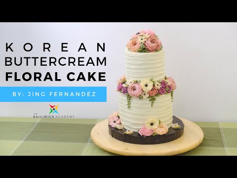 Korean Buttercream Floral Cake Online Class by Jing...