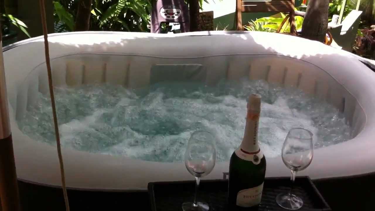 ALEKO Oval Inflatable Hot Tub Spa with Drink Tray and Cover