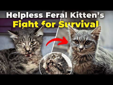 A Feral Kitten Fights to Survive and Desperately Needs Care - kitten care for beginners- kitten care