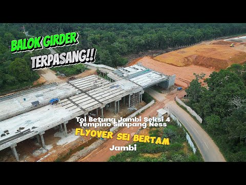 Balok Girder Terpasang! Flyover Sungai Bertam Makin Dekat Rampung - Drone View