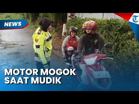 Motor Pemudik Mogok di Jalur Alternatif Puncak, Polisi Sigap Tawarkan Bantuan