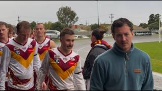 East Geelong coach Ned Aulsebrook and Will Hough celebrate big win