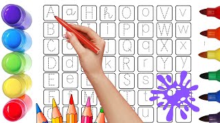 Alphabet, ABC song, ABCD, A to Z, Kids rhymes, collection for writing along dotted lines for toddler