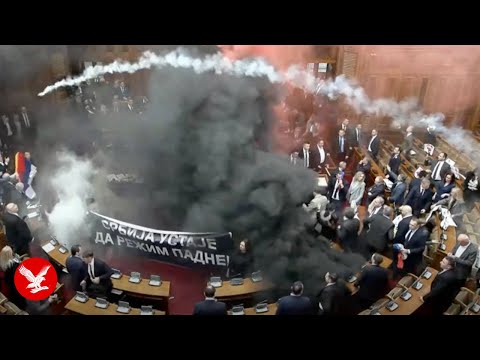 MPs throw flares and smoke grenades in Serbian parliament protest