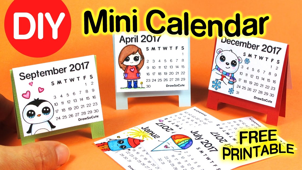 DIY How to Make Mini Calendar step by step EASY 2017 - Fun Craft