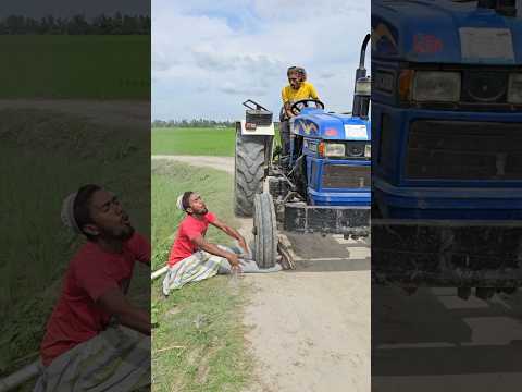 My leg was broken by the tractor wheel.