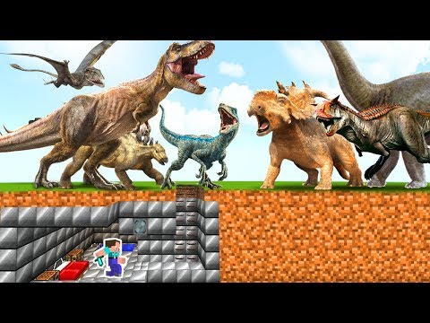 BASE SECRETA vs DINOSAURIOS en MINECRAFT 🛑 RETO de la BASE vs JURASSIC WORLD en MINECRAFT