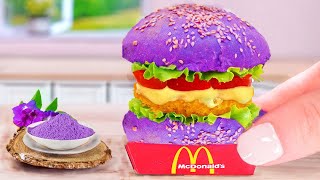 Satisfying Miniature Butterfly Pea Chicken Burger 🐓🍔 50 Best Of Miniature Cooking Ideas