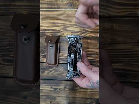 NedFoss Dark Hourse Pocket Knife 3.5 inch Engraved Unique Folding Knife