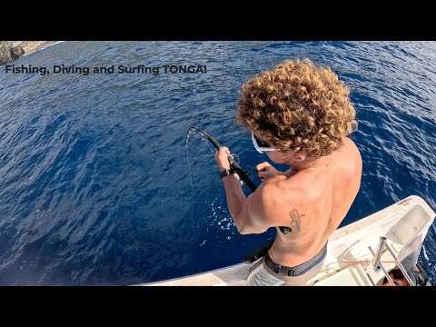 SURFING WHERE MANY PEOPLE HAVE DIED, COPS ARRIVED! (fishing spearfishing and surfing on Eua Tonga)