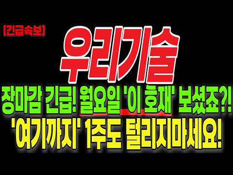[우리기술 주가전망] 장마감 긴급! '이 호재' 보셨죠?! '여기까지' 1주도 털리지마세요!