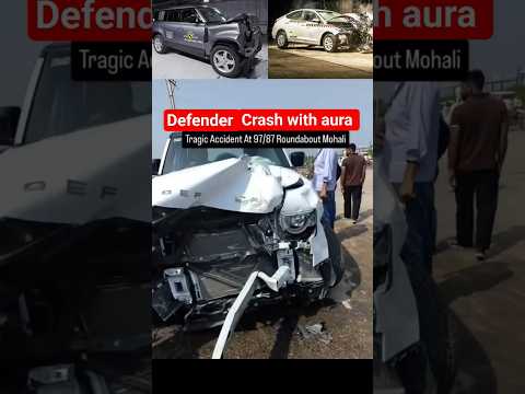 Defender Hyundai Aura crash #DefenderCrash #HyundaiAura  #SUVCrash #RoadSafety #AccidentAnalysis