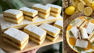 MIMÓZA SZELET🍋 könnyed és frissítő vendégváró sütemény, citromos- lekváros töltelék 🍑 - BebePiskóta 