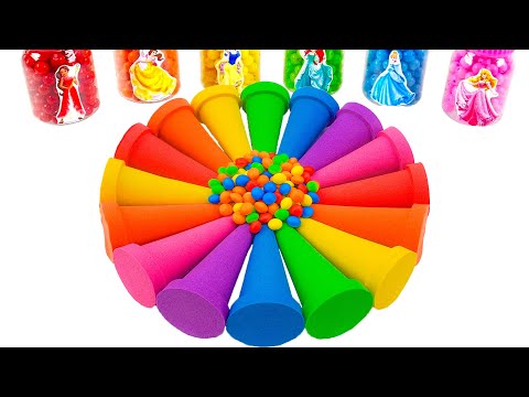 Satisfying Video | How To Make Rainbow Flower With Kinetic Sand & Mixing Candy Cutting ASMR